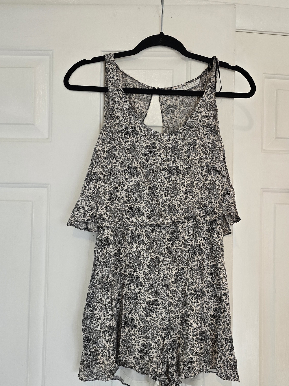 Zara Black and White Paisley One-Shoulder Dress